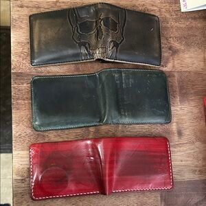 Men's Black and Red Skull Wallet